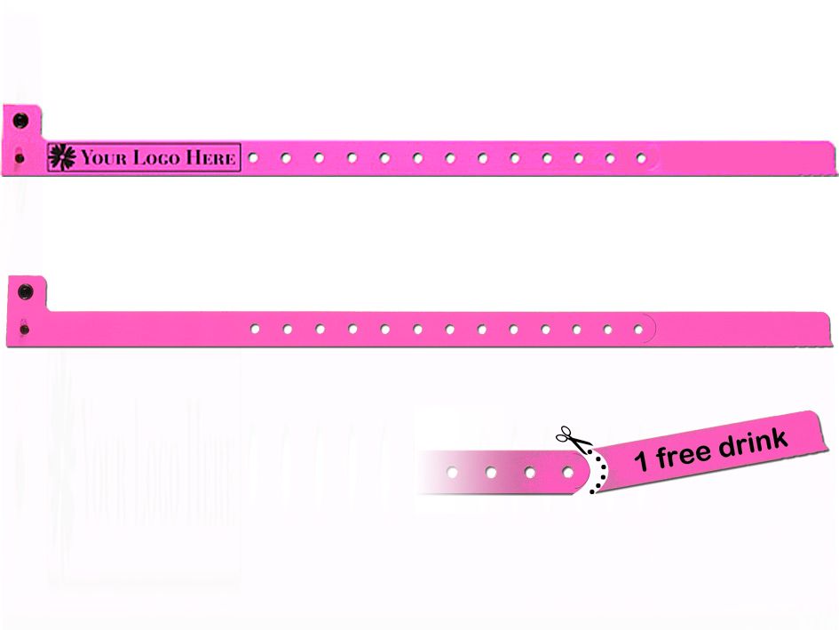 Armband Kunststoff mit Abriss-Coupon als Wertgutschein mit Druck Armband Kunststoff mit Abriss-Coupon als Wertgutschein mit Druck