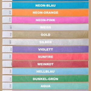Tyvek Einlassbänder, Farbtabelle mit 22 Farben