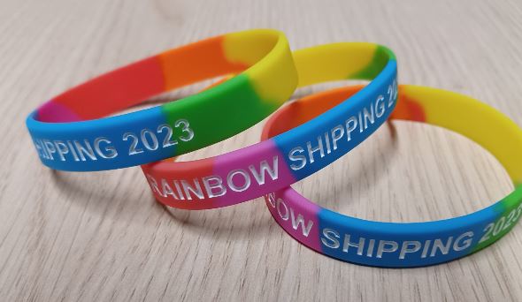 Silikonbänder geprägt und bedruckt in Farbe rainbow (Regenbogen mit Farbsegmenten) Silikonbänder geprägt und bedruckt in Farbe rainbow (Regenbogen mit Farbsegmenten)