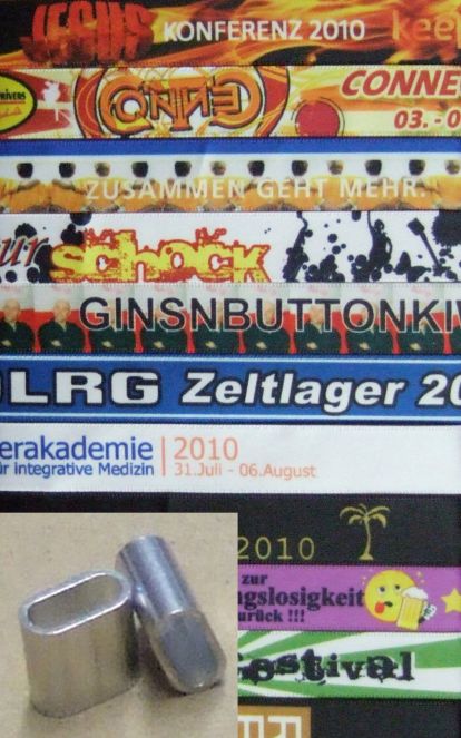 Festivalbänder aus STOFF mit Aufdruck, full colour Alu-Verschluss Festivalbänder aus STOFF mit Aufdruck, full colour Alu-Verschluss