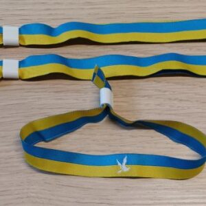 Festivalarmband Stoff mit Ukraine Flagge und weißer Taube