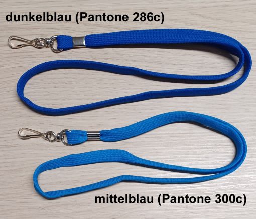 Tube-Lanyards mittelblau und dunkelblau mit Simplex-Haken Tube-Lanyards mittelblau und dunkelblau mit Simplex-Haken