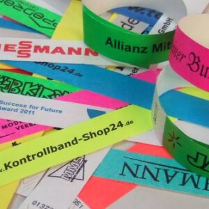 Tyvek (Papier) Einlassbänder bedrucken lassen mit Text und Logo einfarbig Tyvek (Papier) Einlassbänder bedrucken lassen mit Text und Logo einfarbig
