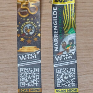 Bandabzeichen mehrfarbig bedruckt inkl. QR-Code mit Nadel (Festabzeichen)