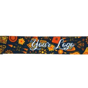 Kurze Lanyards (Schlüsselanhänger) mehrfarbig mit Logo bedruckt (Sublimationsdruck)